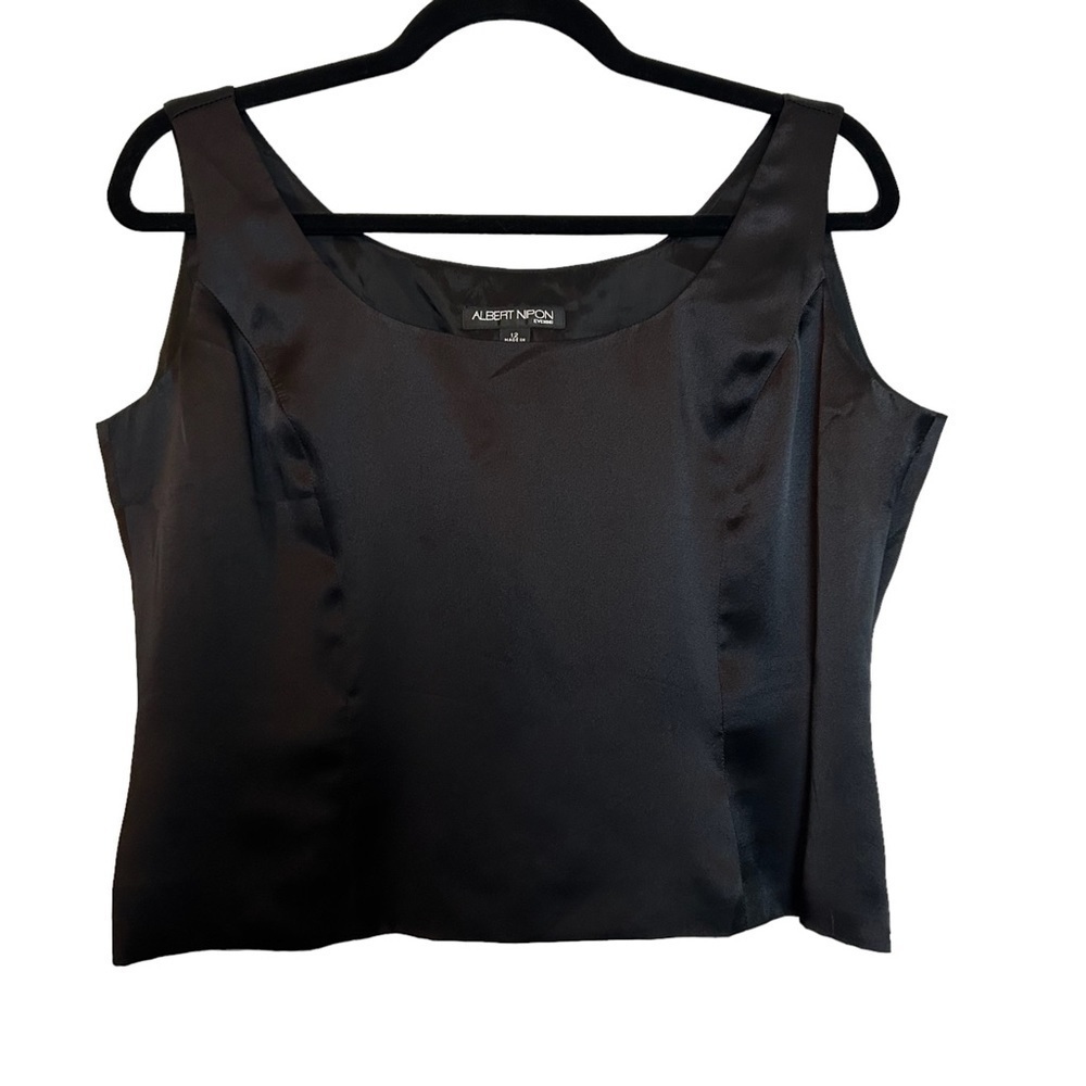 Albert Nikon Evening 100% Silk Sleeveless Cropped Tank w/ Side Zipper